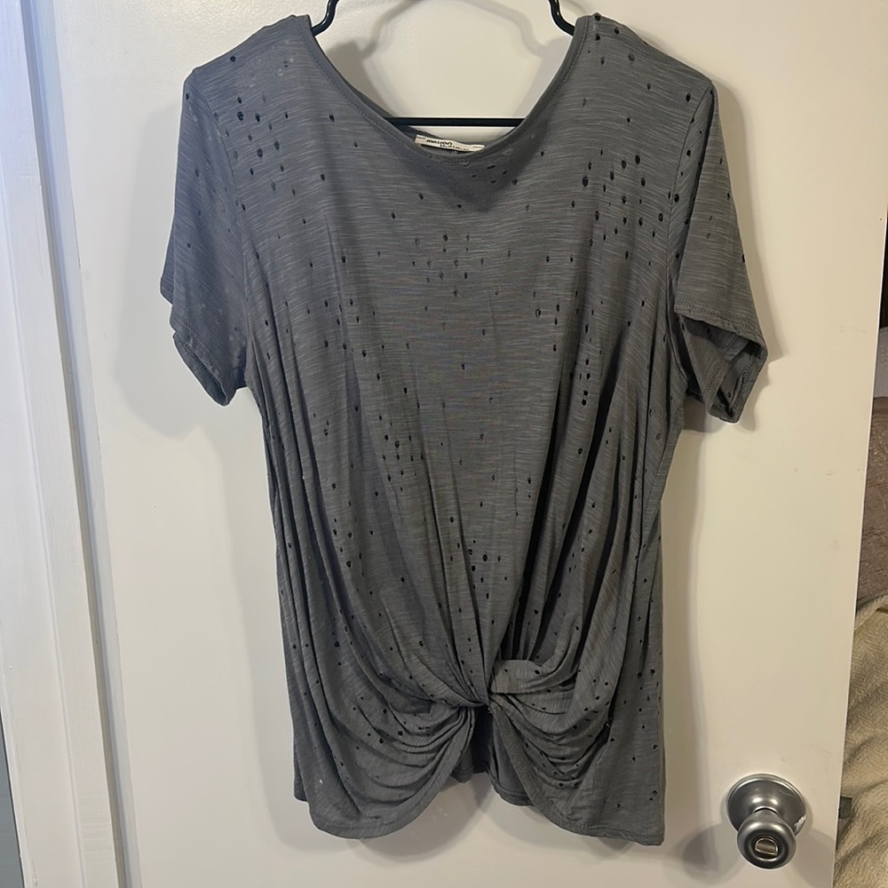 Gray Knotted T-Shirt
